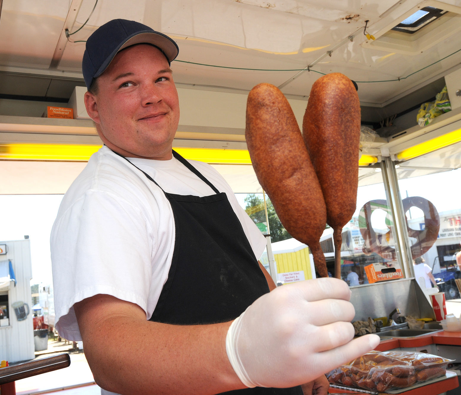 Deep fried sausage on a stick, 2008